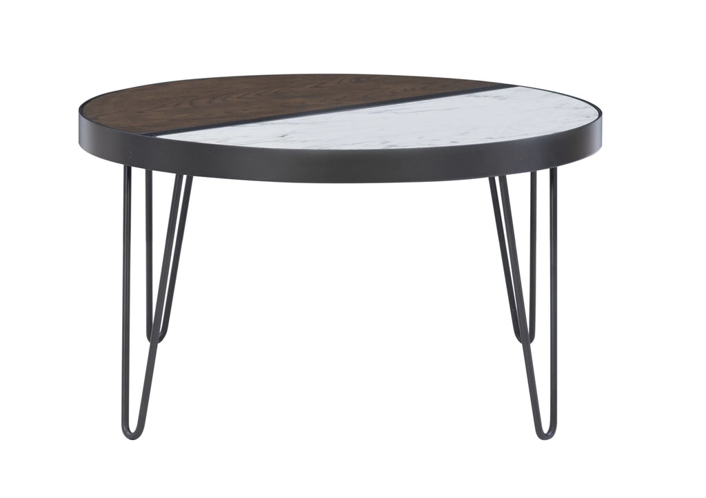Round Mid-Century Coffee Table with Hairpin Legs, Walnut Y92475