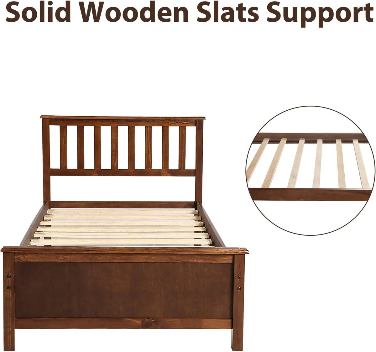 Wood Platform Bed Frame with Headboard and Footboard K9250