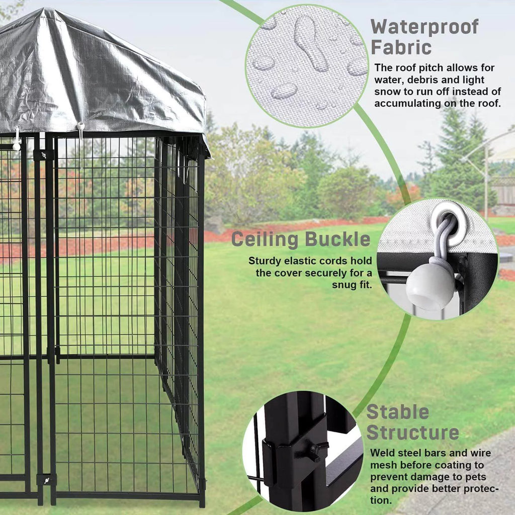 8'x4'x6' Heavy Duty Dog Kennel with Water-Resistant Cover R206