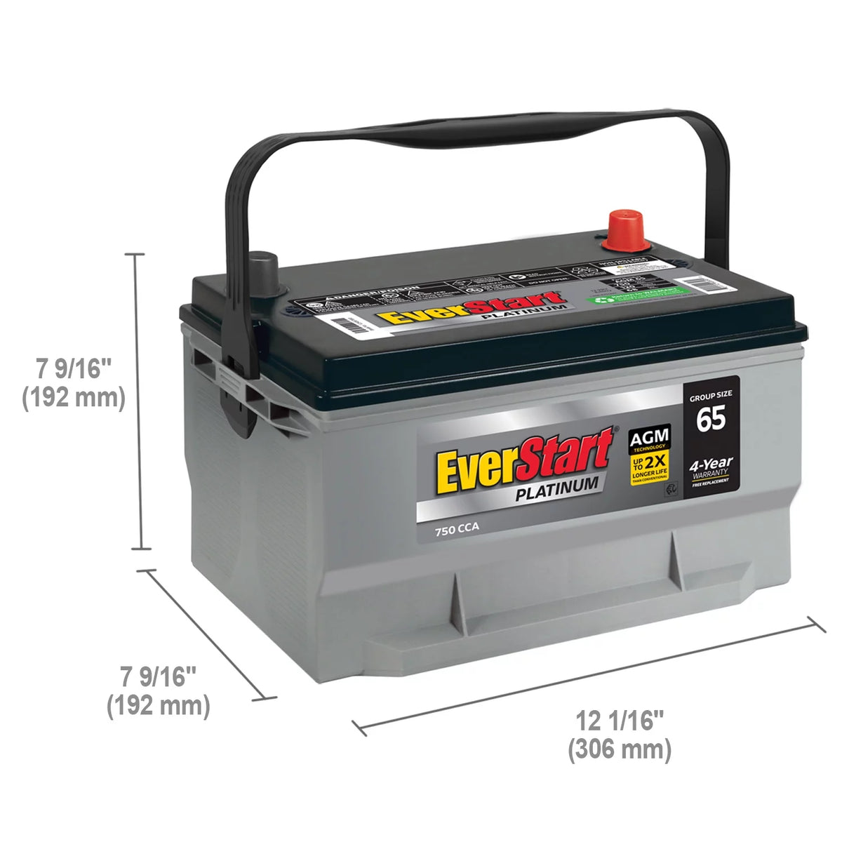 AGM Battery Group Size 65 12 Volt 750 CCA A622