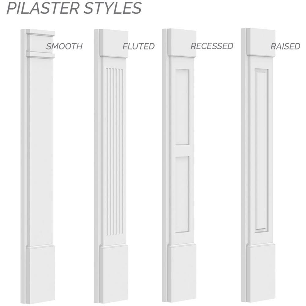 PVC Two Equal Flat Panel Pilaster with Capital & Base (Pair) M22356