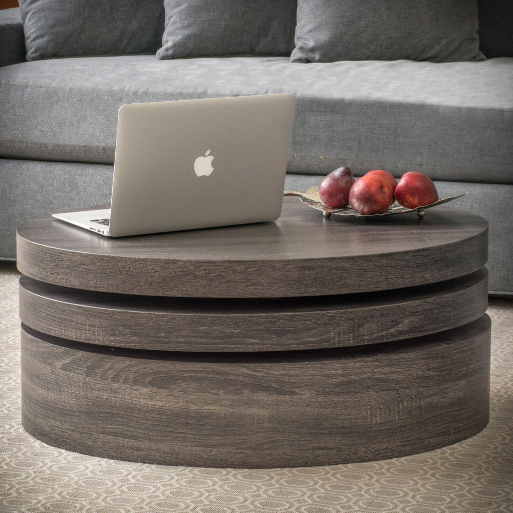 Oval Rotating Wood Coffee Table L916401