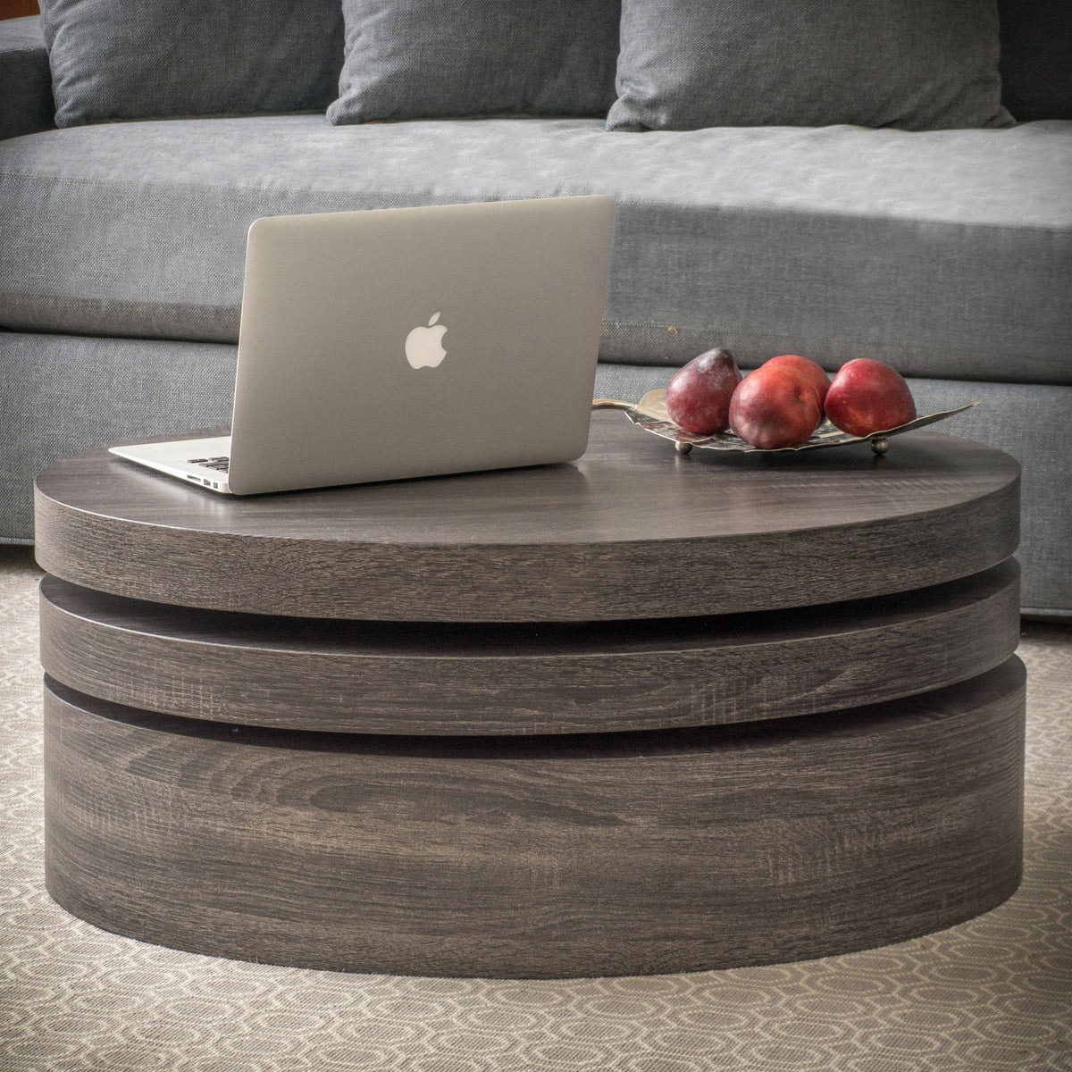 Oval Rotating Wood Coffee Table L916401