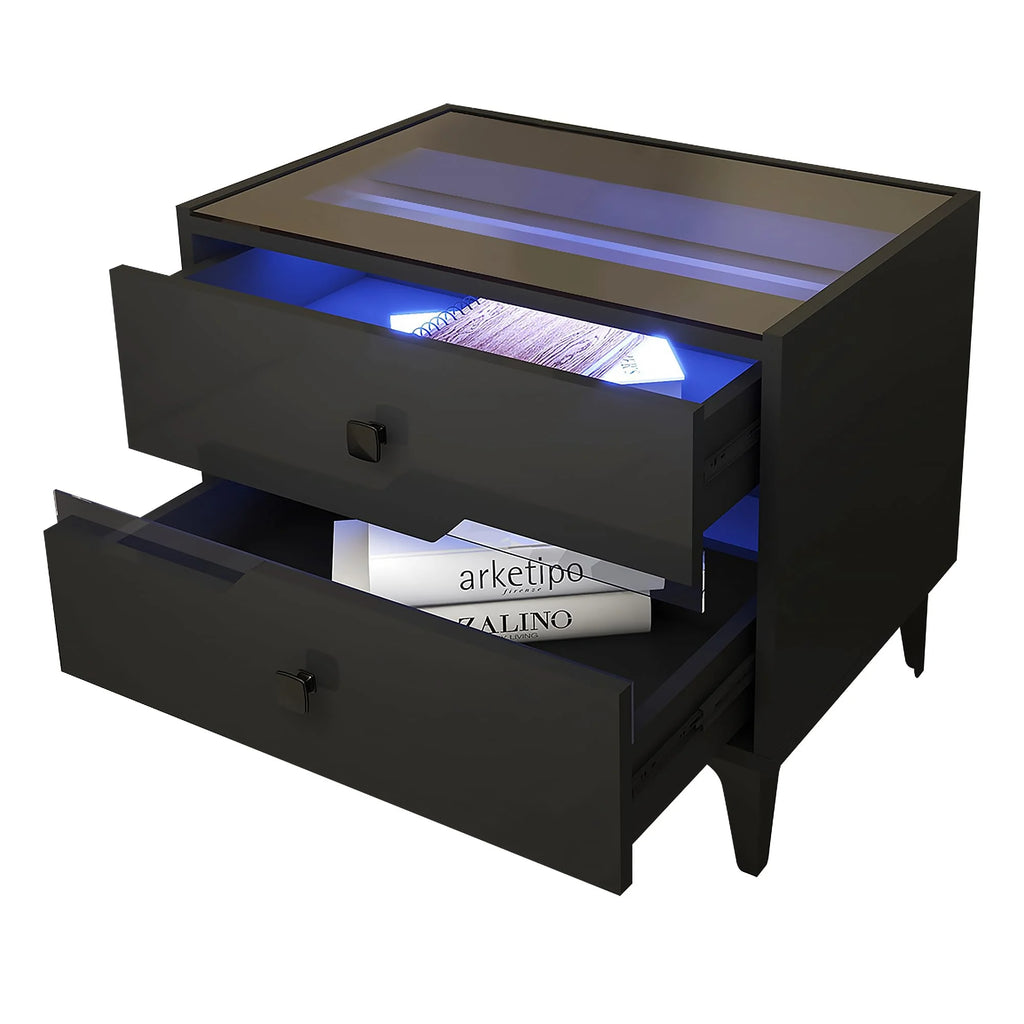 Modern Wood Bedside Table with 2 Drawers T613
