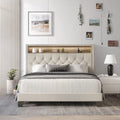 Queen Linen Upholstered Bookcase Bed S825
