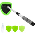 Portable Windshield Cleaner Tool with Extendable Handle and 4 Microfiber Towel Pads T164