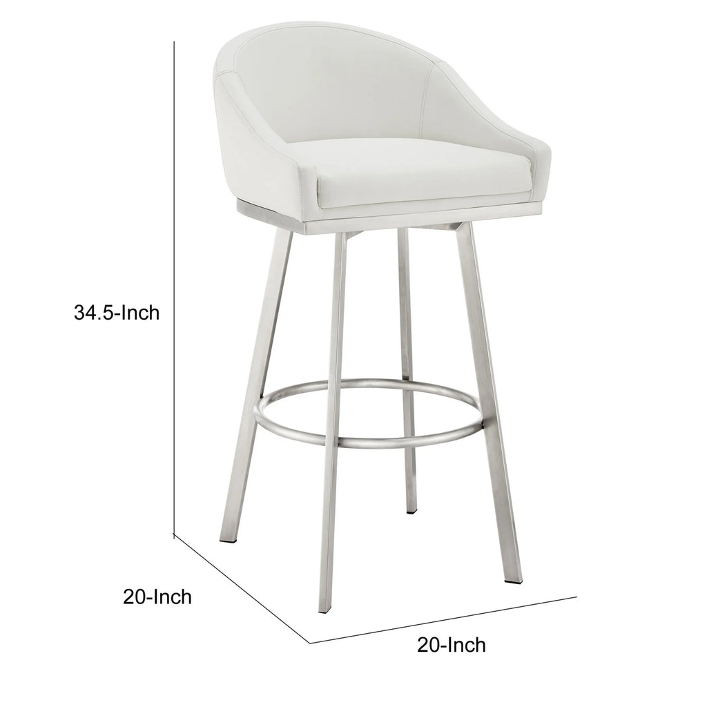 26 Inch Swivel Counter Stool Chair White Faux Leather S9635