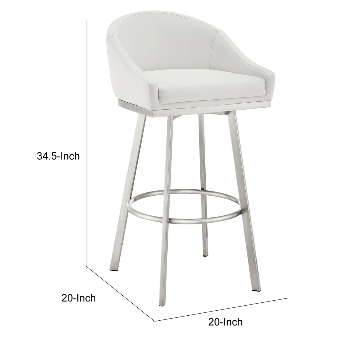 26 Inch Swivel Counter Stool Chair White Faux Leather S9635