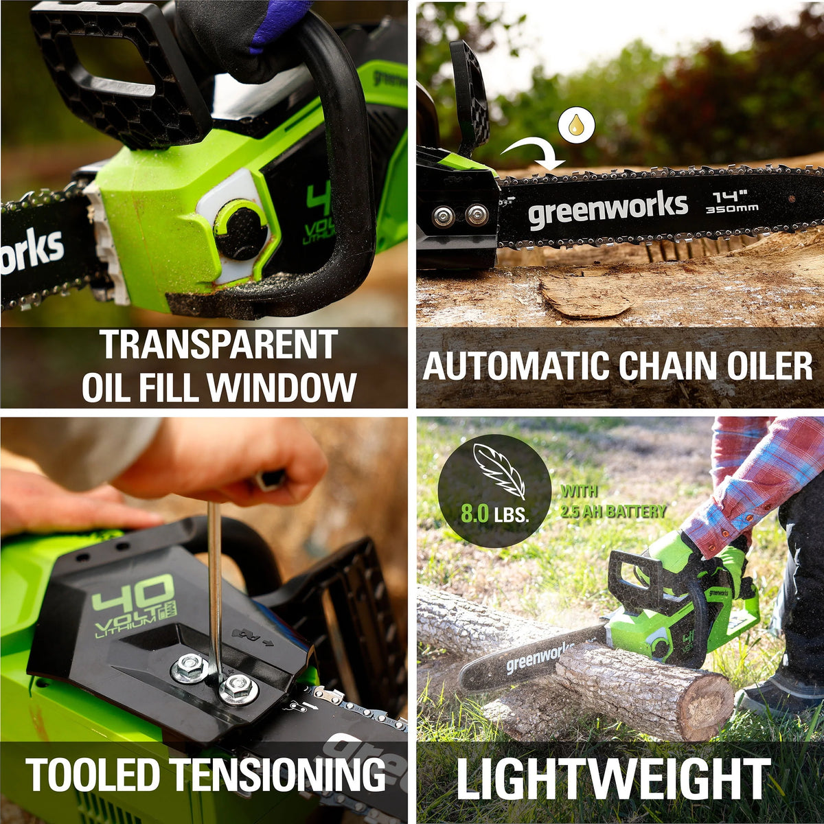 40V 14 Brushless Chainsaw with 2.5 Ah Battery & Charger T556