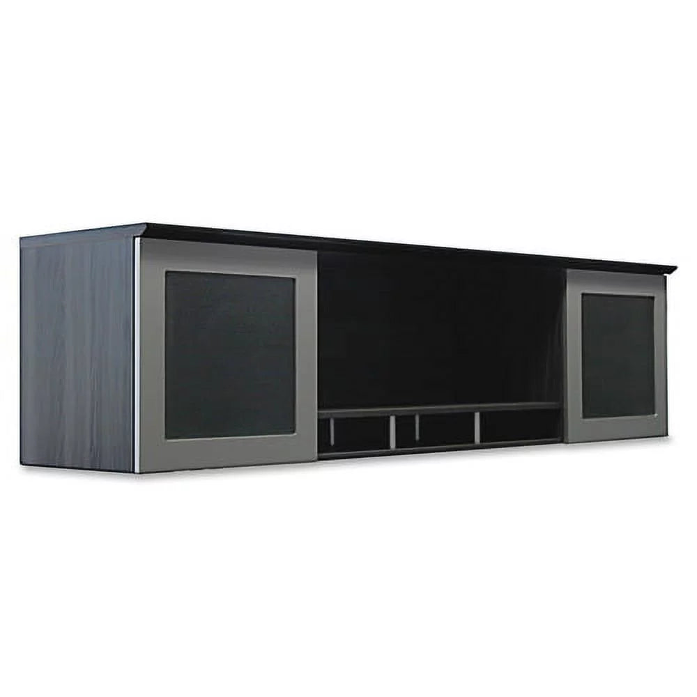 Gray Steel Laminate Hutch with Frosted Glass Doors I8434