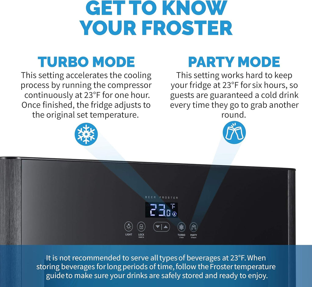 Black 125 Can Capacity Freestanding Beer Fridge F820