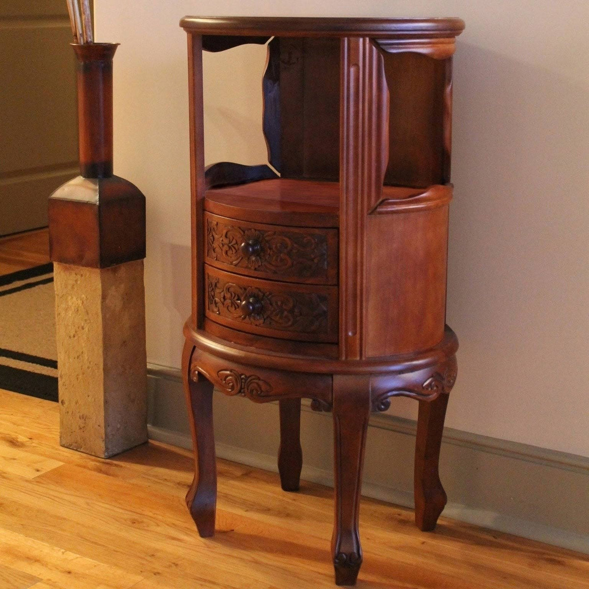 Wood Telephone Table with Two Drawers B238