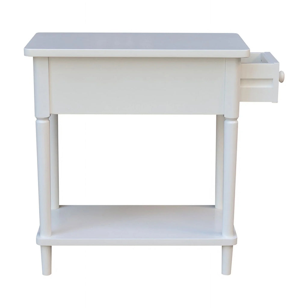 White Narrow Solid Wood Side Table E248