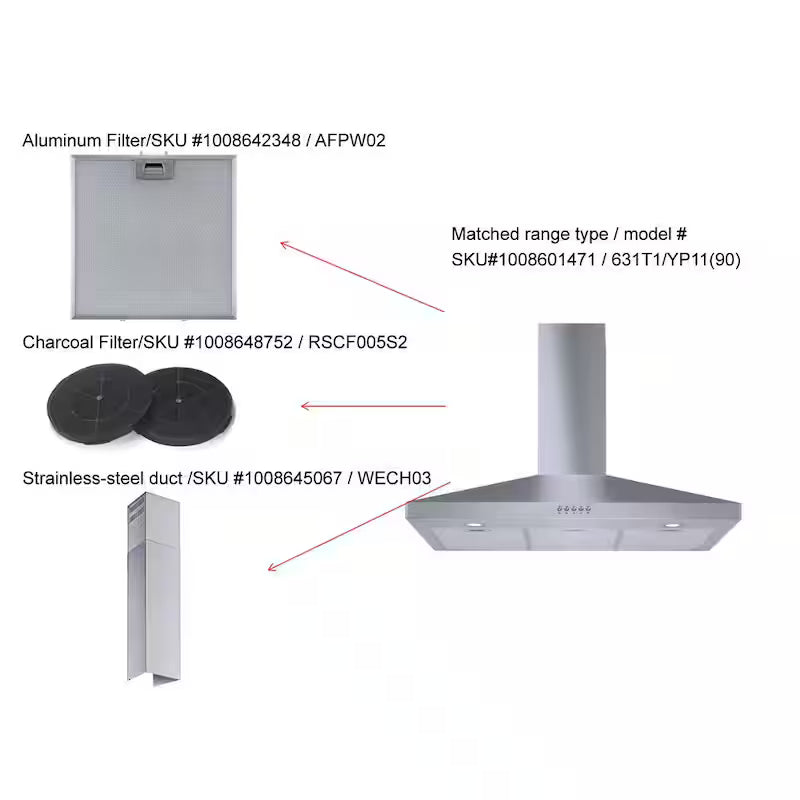 36 in. 350CFM Convertible Wall Mount Range Hood in Stainless Steel E3040
