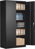 Tall White Lockable Steel Storage Cabinet with 2 Adjustable Shelves M616
