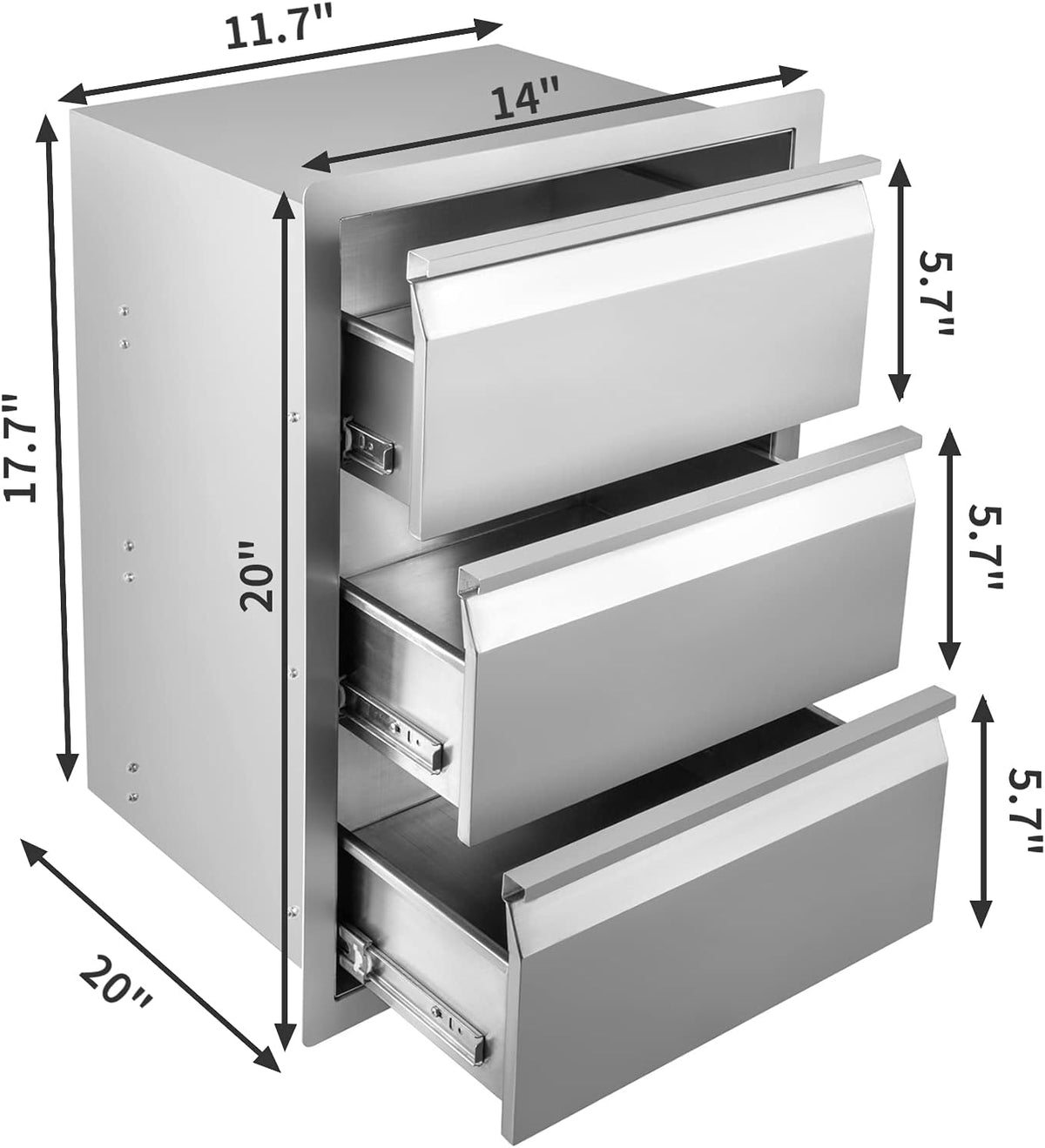 Stainless Steel Triple Access Outdoor Kitchen Drawers U3790