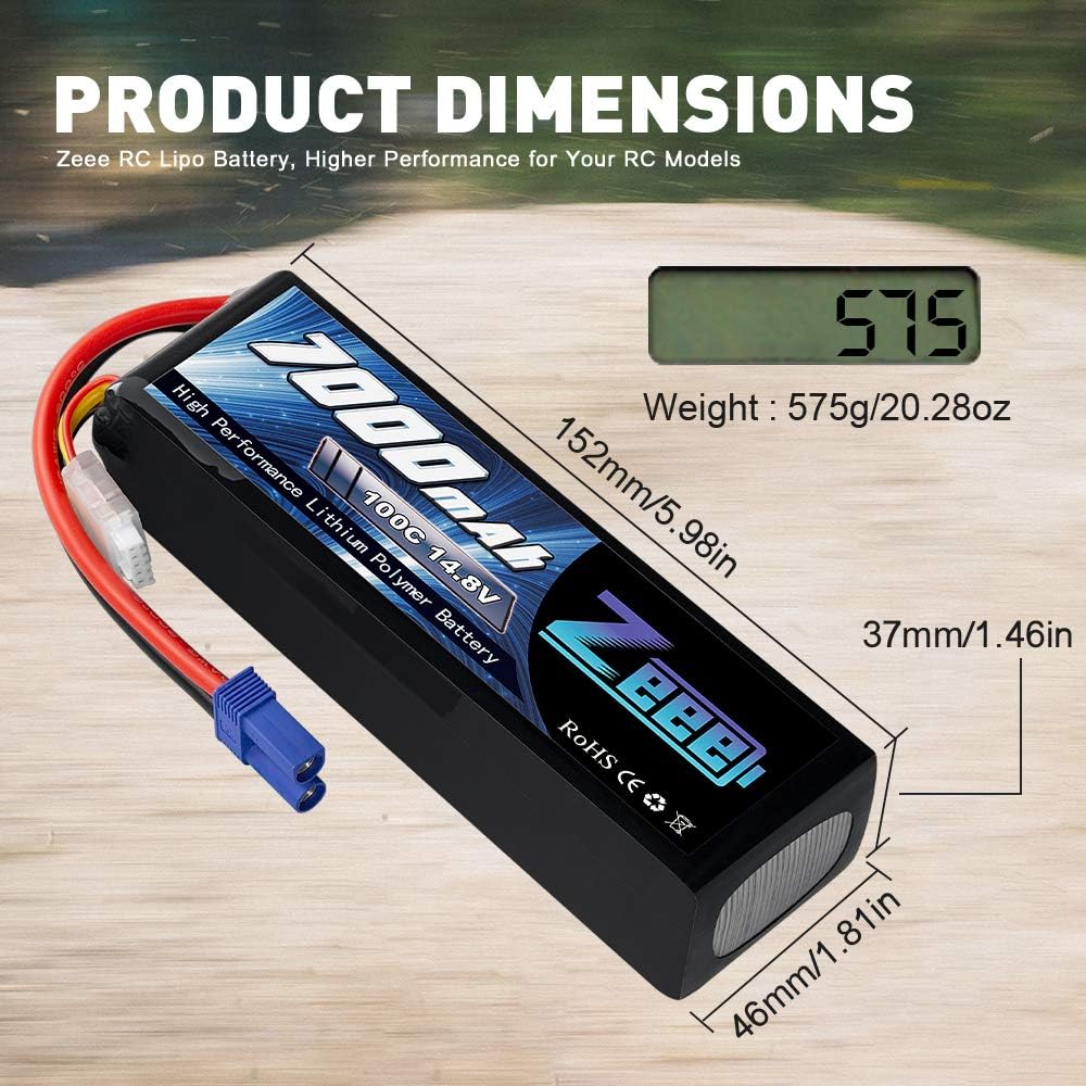 14.8V 4S 100C 7000mAh Lipo Battery with EC5 Connector 2 Pack B851862