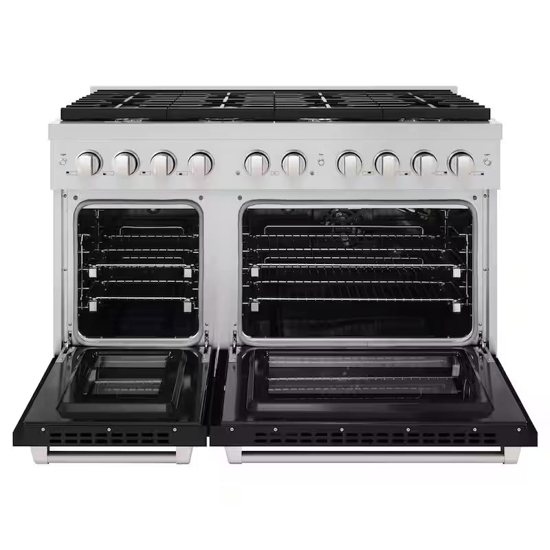 8-Burner Freestanding Gas Range and Double Convection Oven in Stainless Steel E6626