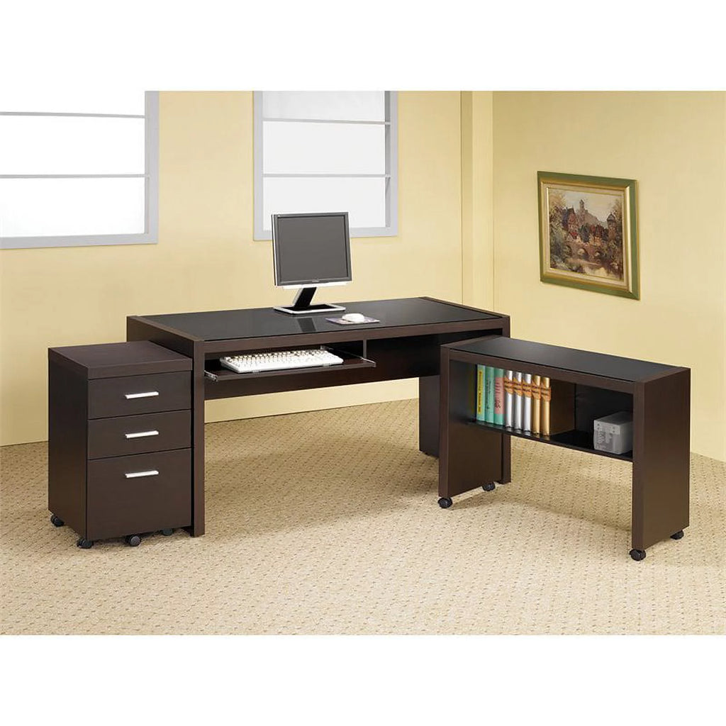 4 Piece Set with Desk Mobile File Cabinet Office Chair and Bookcase J2268