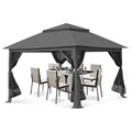 13 x 13 ft Pop up Gazebo Canopy Shelter with Mosquito Netting H513868