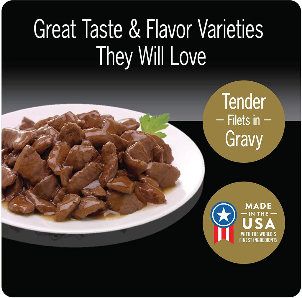 Adult Soft Wet Dog Food Filets in Gravy Variety Pack, 12 3.5 oz Trays G289053