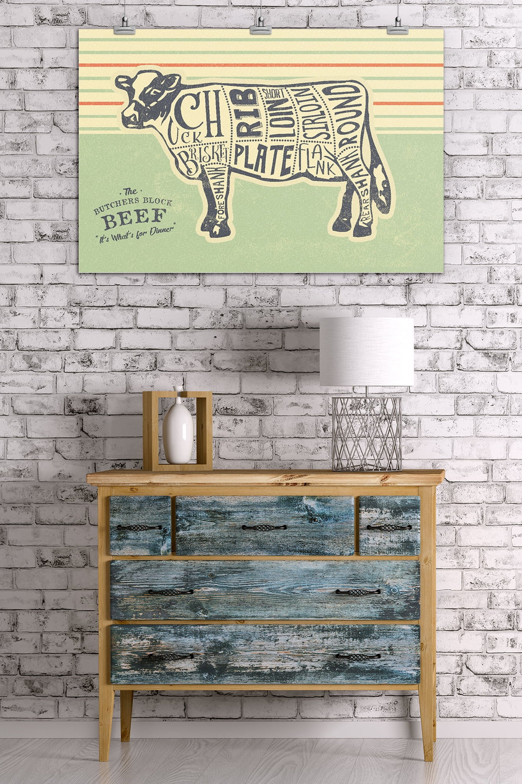 Butchers Block Meat Cuts 24x36 Giclee Art Print S4320