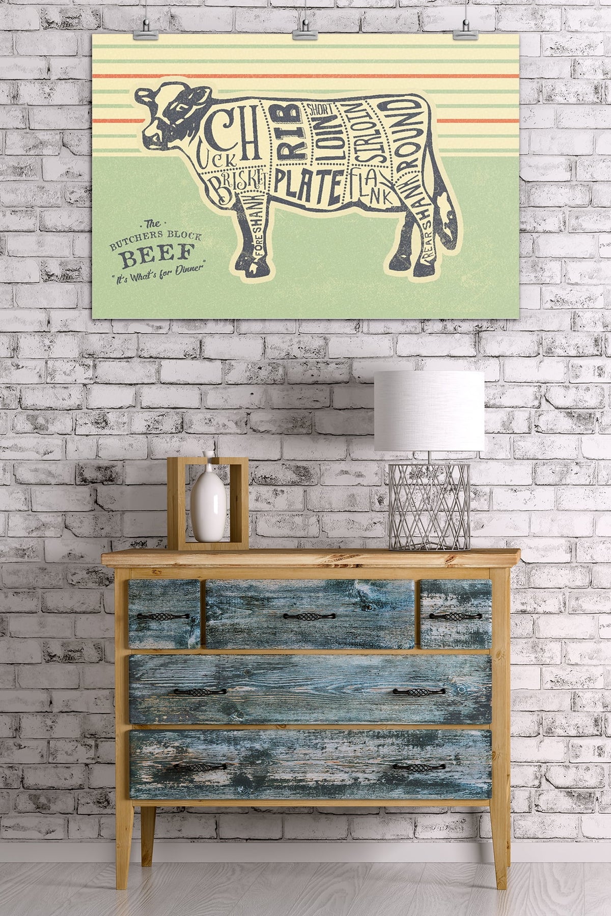 Butchers Block Meat Cuts 24x36 Giclee Art Print S4320