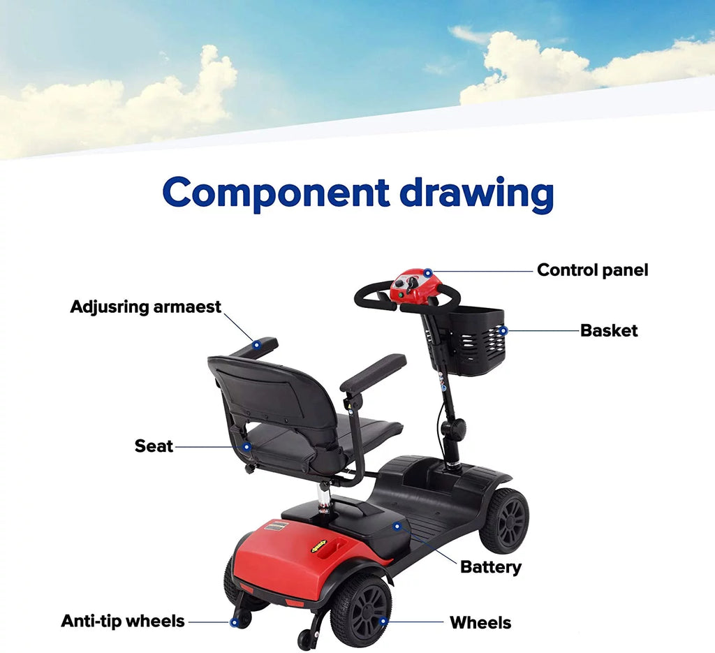 Red 4 Wheel Mobility Scooter 265lbs I6379