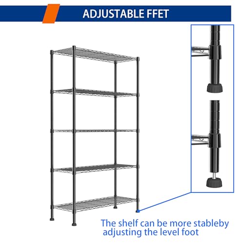 5-Wire Metal Storage Rack Adjustable Shelves T8434