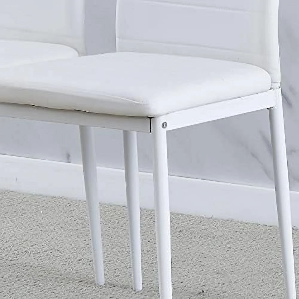 Grey Tempered Glass Dining Table Set with 2 White Faux Leather Chairs R579
