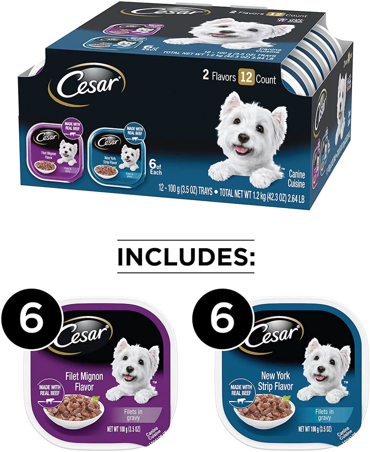Adult Soft Wet Dog Food Filets in Gravy Variety Pack, 12 3.5 oz Trays G289053