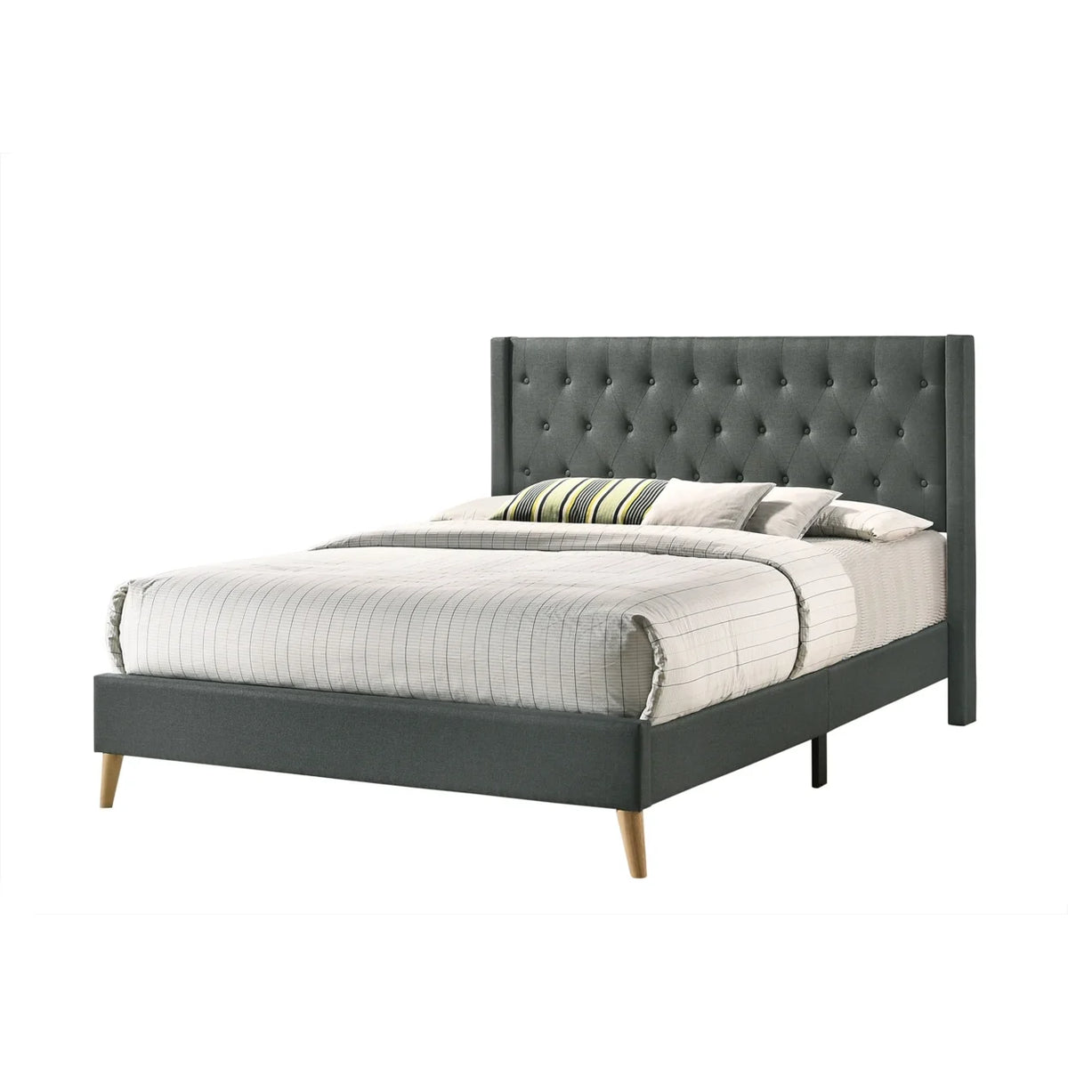 Gray Full Tufted Panel Bed G38827