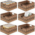 Woven Plastic Storage Organizer Basket Bin with Handles 6 Pack Gray Ombre R207