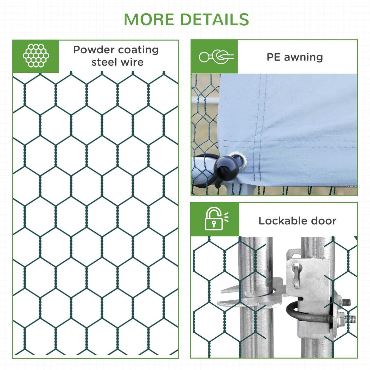 Large Metal Chicken Coop with Cover and Lockable Door D13745