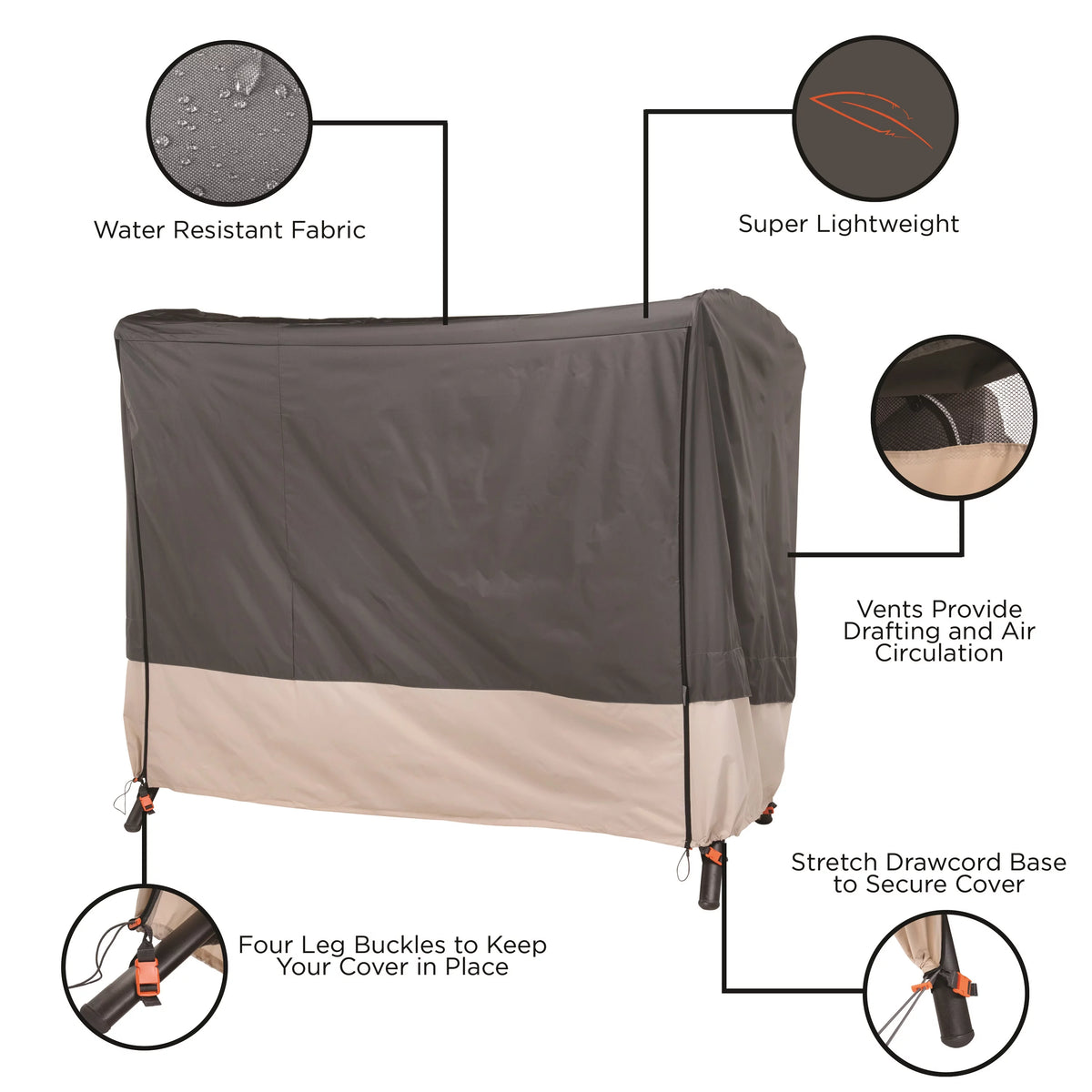 Gray Patio Swing Cover Y366491