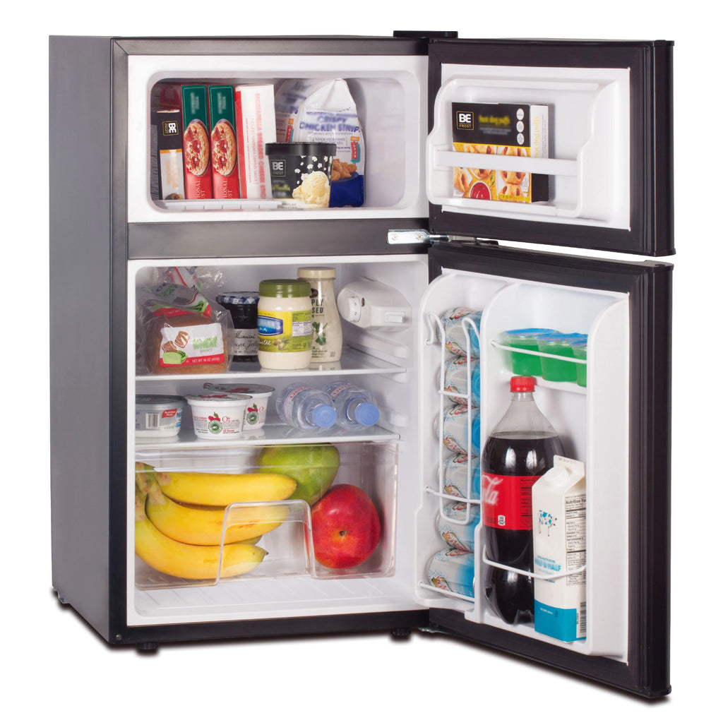 3.2 Cu Ft Two Door Mini Fridge with Freezer, Black K95306