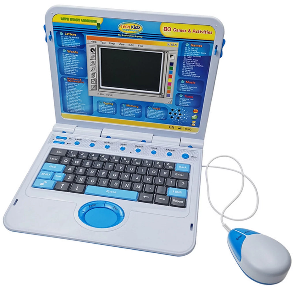 Blue Educational Interactive Toy Computer with 80 Games and LCD Screen G241
