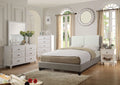 White and Grey Queen Size Bed 4pc Set with Dresser Mirror Nightstand G8474
