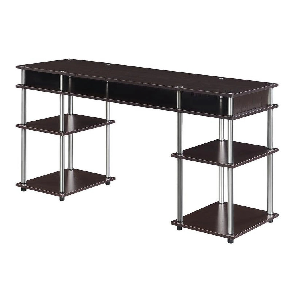 Espresso Wood Student Desk with Shelves E2010