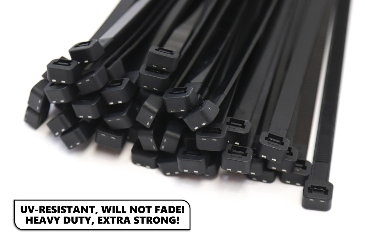 500 Pack Heavy Duty 18 Inches Black Nylon Cable Zip Ties E6870