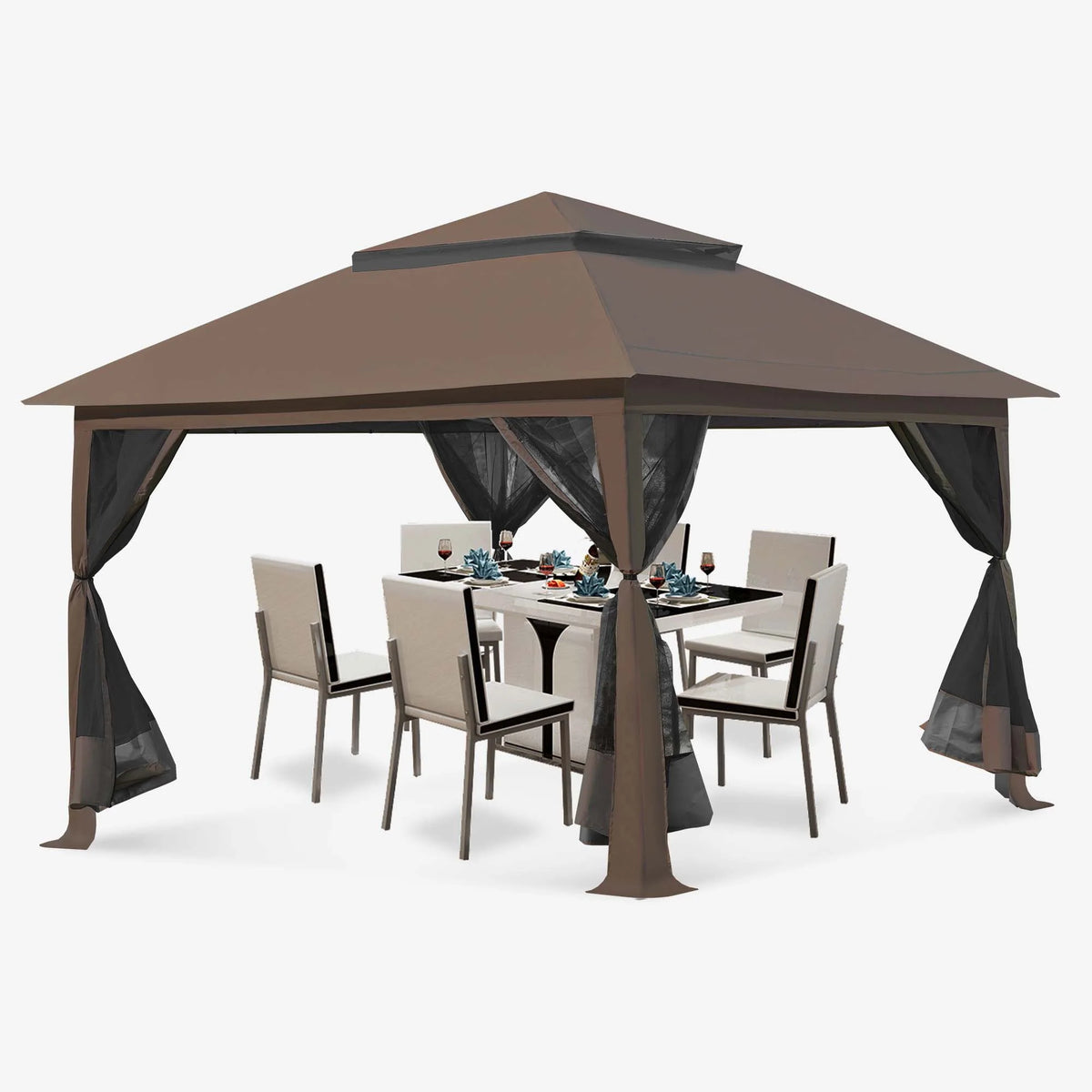 13 x 13 ft Pop up Gazebo Canopy Shelter with Mosquito Netting H513868