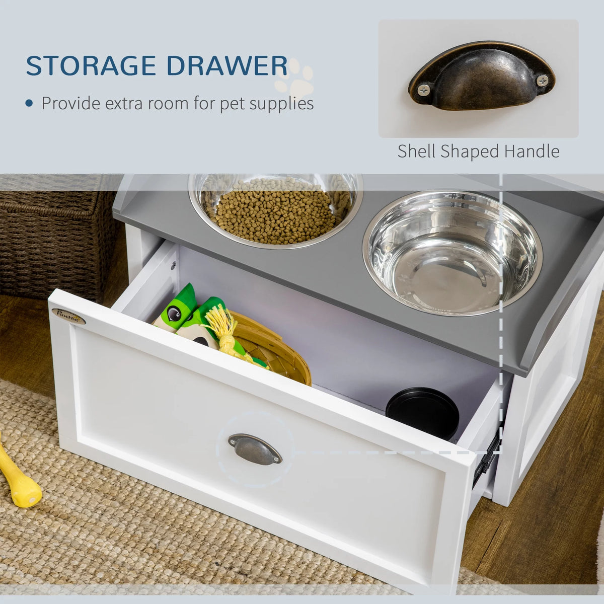 Large Elevated Dog Bowls with 2 Stainless Steel Bowls G498805
