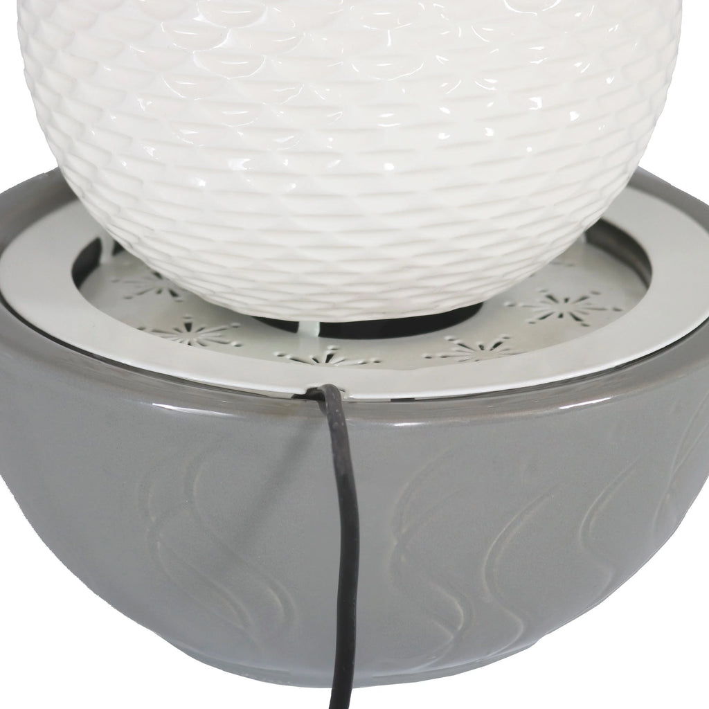 Patterned Sphere Indoor Water Fountain with Lights U5012