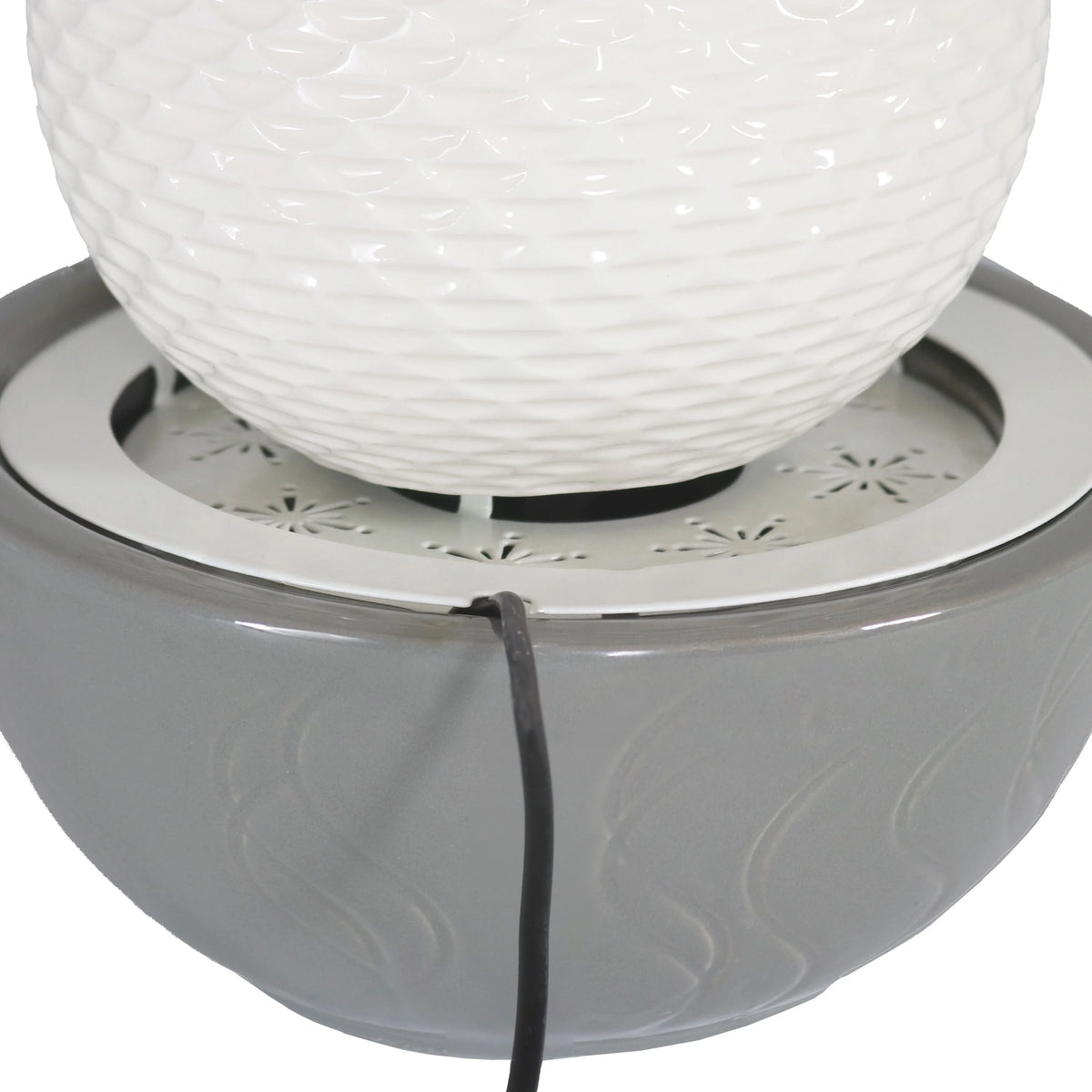 Patterned Sphere Indoor Water Fountain with Lights U5012