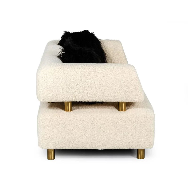 Beige Polyester Fabric & Stainless Steel Sofa M67211