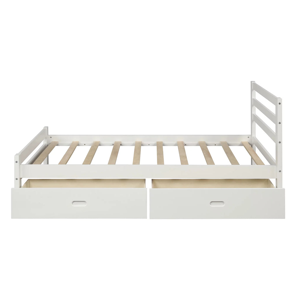 Wood Platform Bed Frame with Drawers and Headboard C155355
