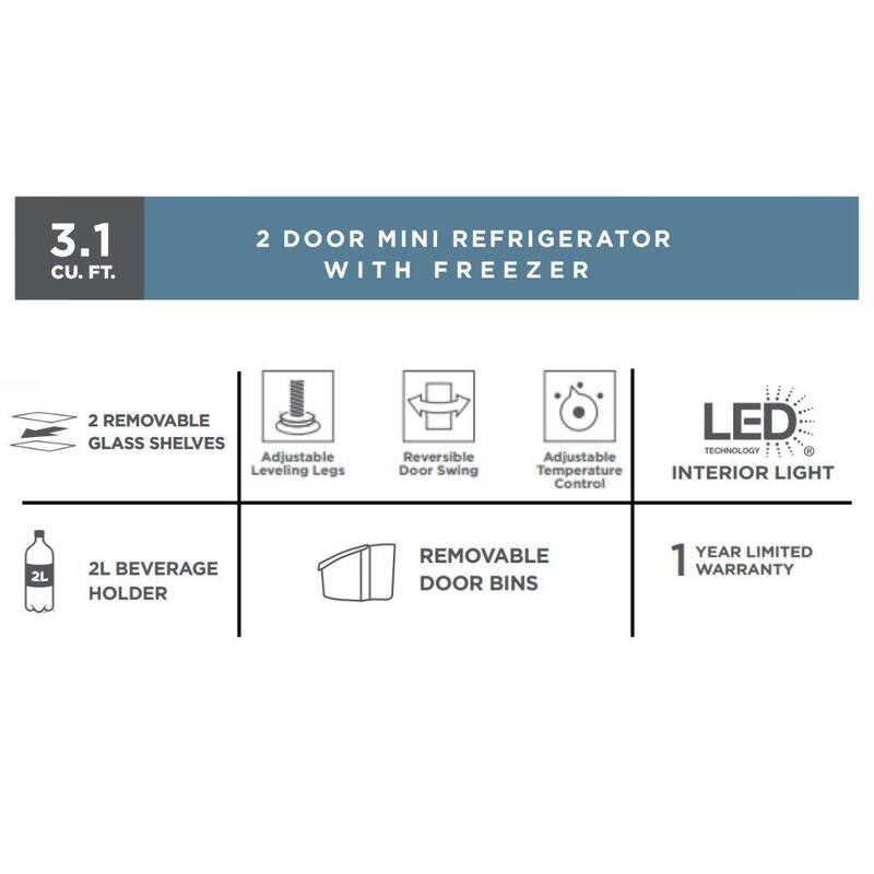 2-Door Mini Refrigerator with Freezer J902688
