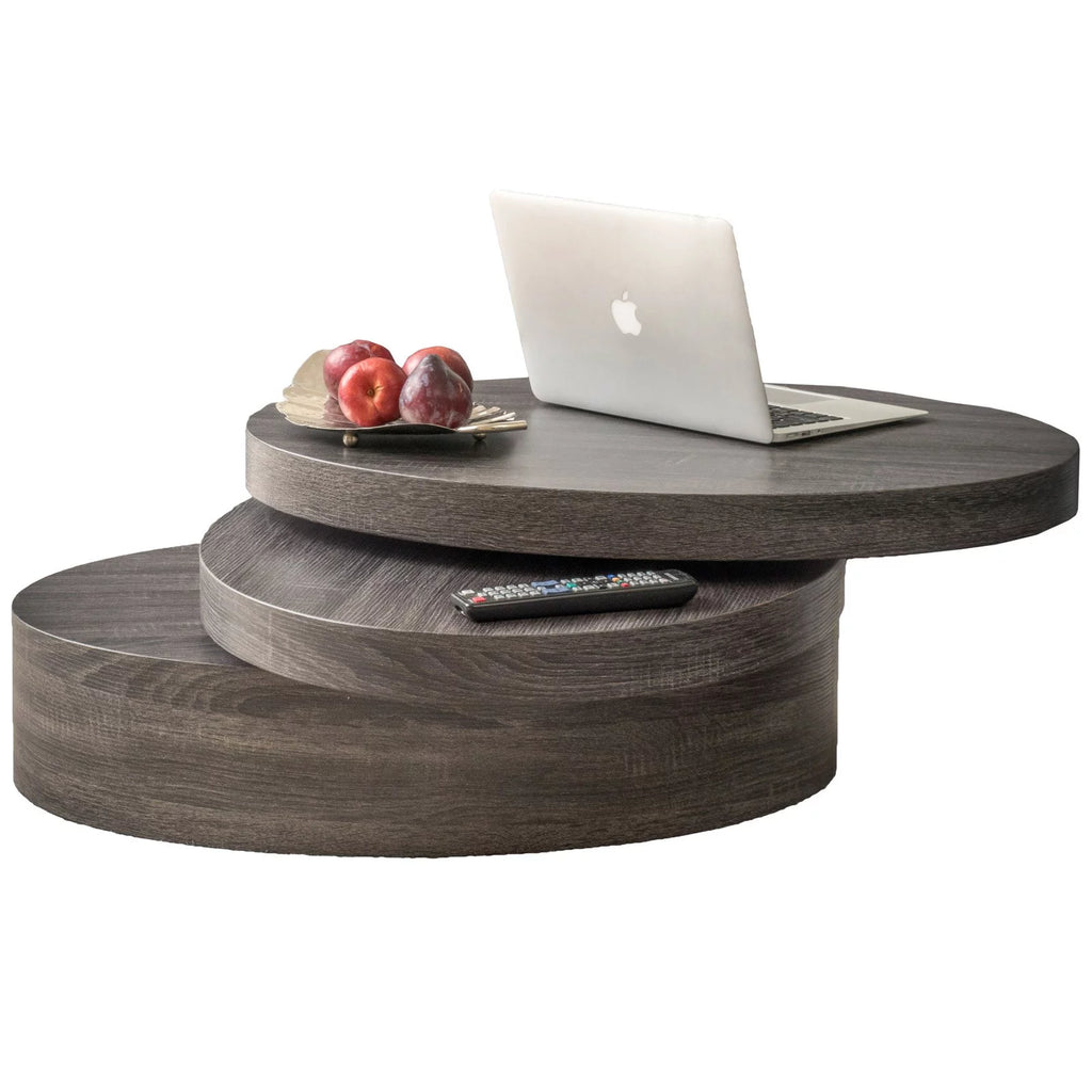 Oval Rotating Wood Coffee Table L916401
