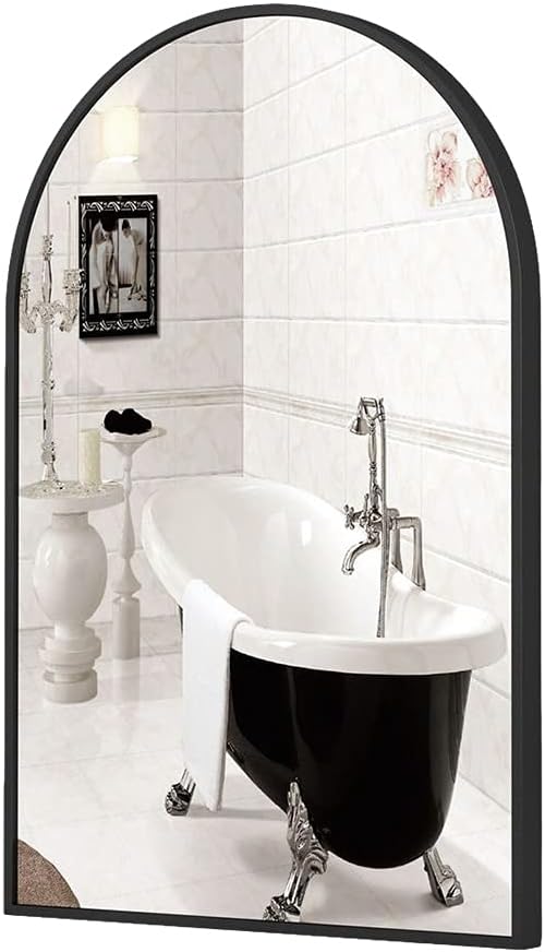 50 X 80cm Black Arched Metal Frame Wall Mirror O717