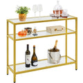 Modern Tempered Glass Console Table with Metal Frame A13581